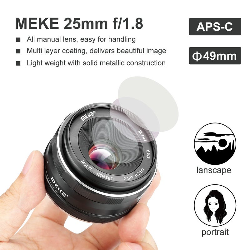 Meke Meike 25mm F1.8 Large Aperture Wide Angle Lens Manual Focus Lens Compatible with Panasonic Lumix Olympus M43 Mount Mirrorless Cameras GH4 GH5 GH6 - Image 4